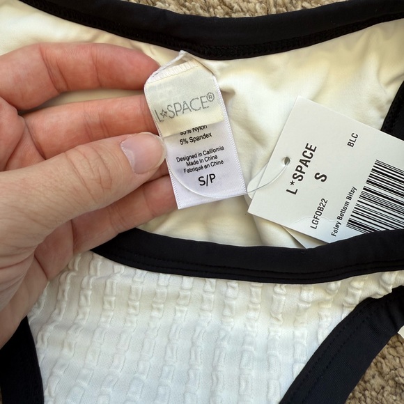 L*Space Textured White and Black Bikini Set - Picture 5 of 8